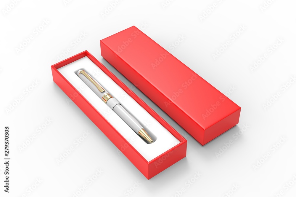 Blank Paper Packaging Pen Box with Foam Insert tray. 3d render illustration. Blank Paper Packaging Pen Box with Foam Insert tray. 3d render illustration.