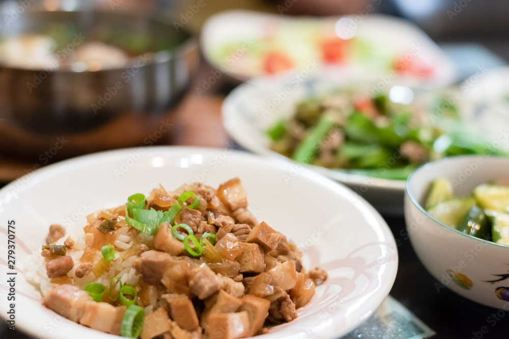 Chinese braised pork on rice