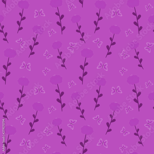 Seamless floral pattern with butterflies