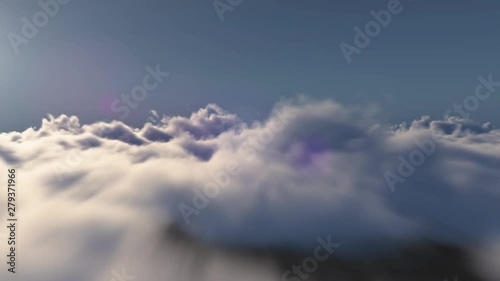 Survol réaliste de nuages - Seamlessly looped animation photo