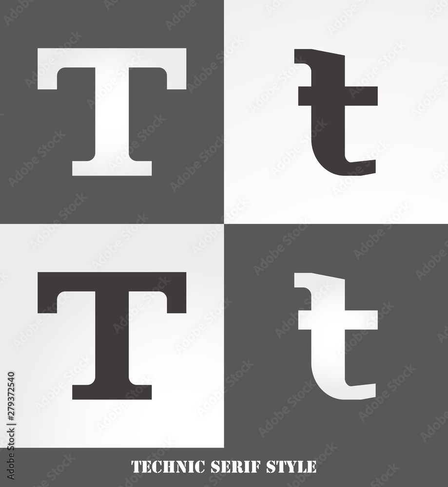 Obraz premium eps Vector image: Linear Serif style initials (T)