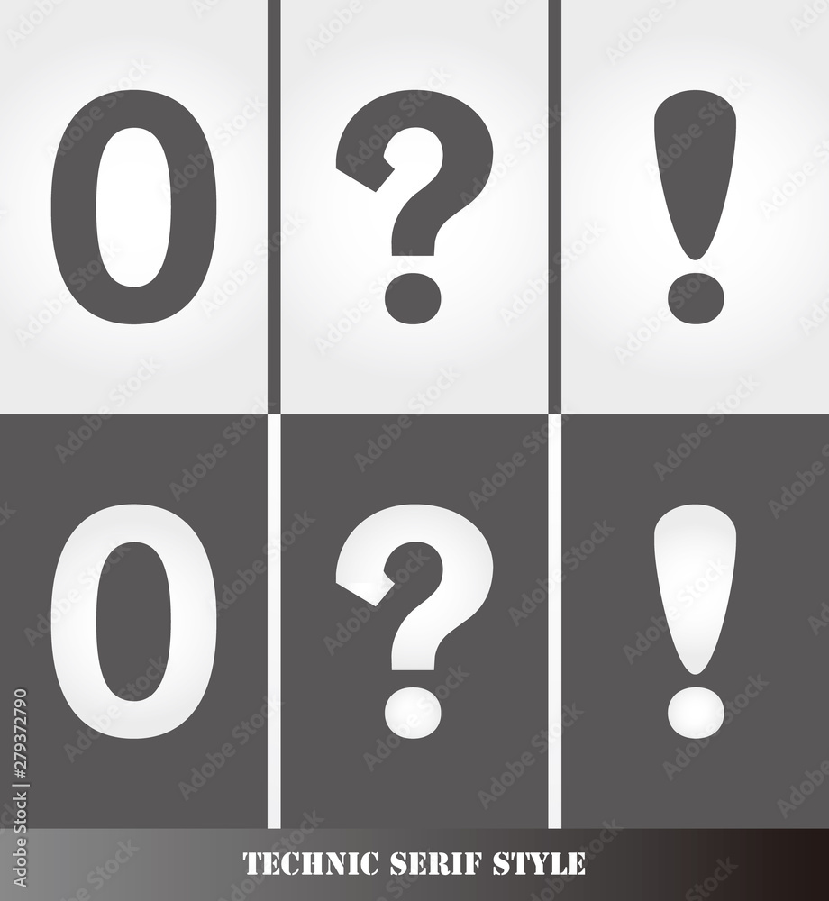 eps Vector image: Linear Serif style number.0 and question mark.Exclamation point eps Vector image: Linear Serif style number.0 and question mark.Exclamation point