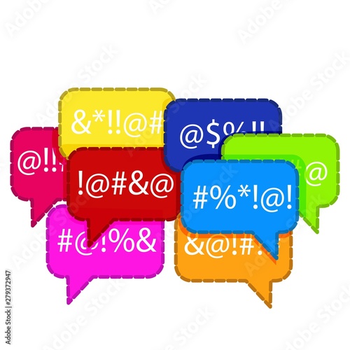 complain or curse thin icon. flat cartoon trendy modern red logotype graphic chatroom element design isolated on white. concept of censor label like parental advisory explicit content warning