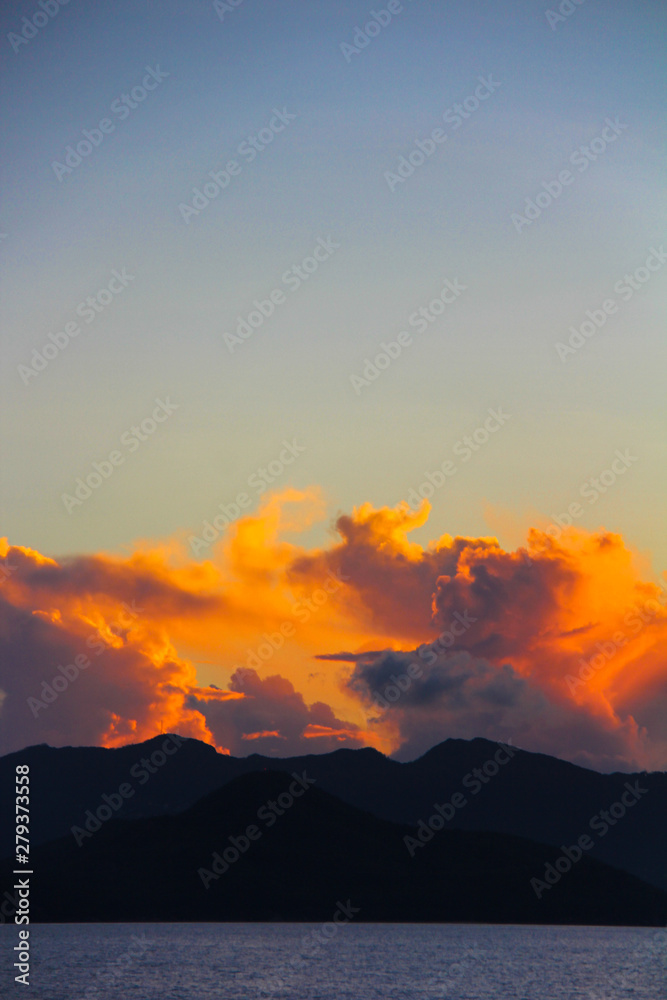 Amazing colorful sunset on the exotic island of Seychelles Amazing colorful sunset on the exotic island of Seychelles