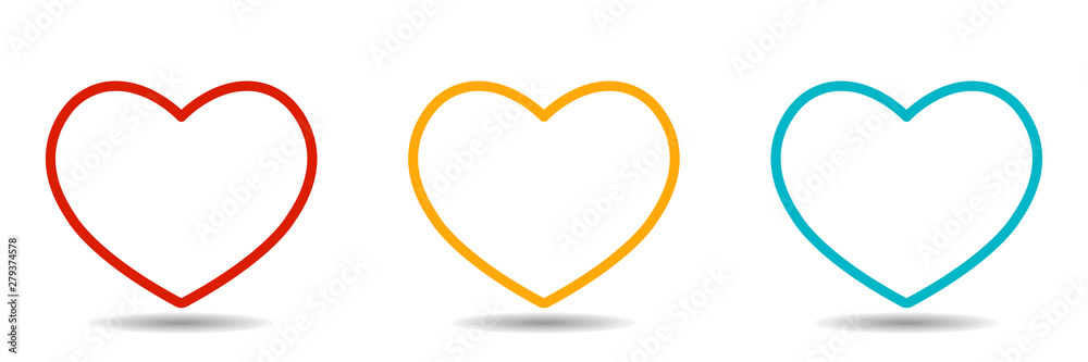 Heart icon isolated on white background. Set of heart icons
