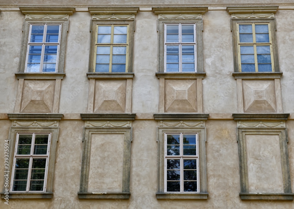 Six real and two blind windows on one castle in Bohemia