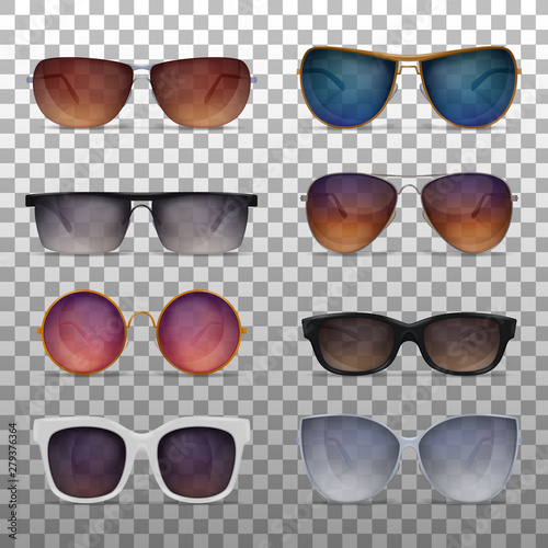 Realistic Sunglasses Transparent Set