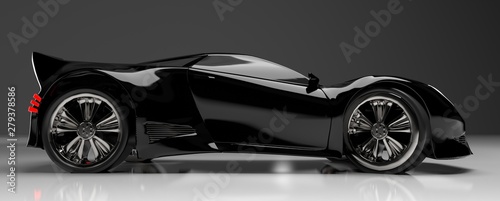 Modern black sports car ,3d ,render.