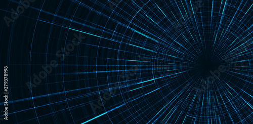 Hyperspace speed motion on Blue background,warp and expanding movement concept,vector Illustration.