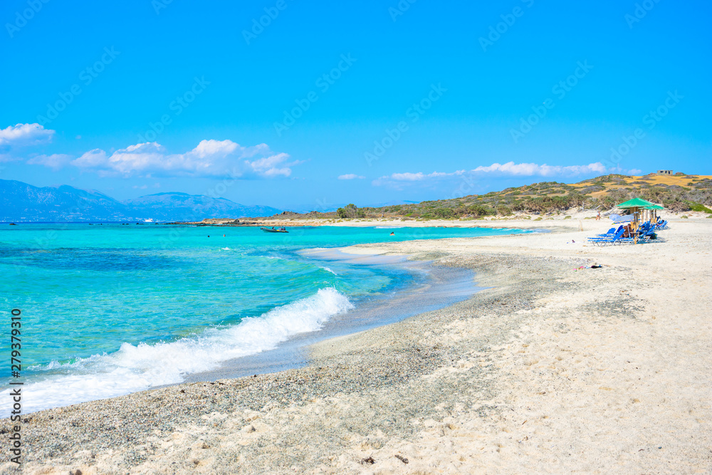 Exotic Chryssi island at the south of Crete, with the amazing Golden Beach, Greece