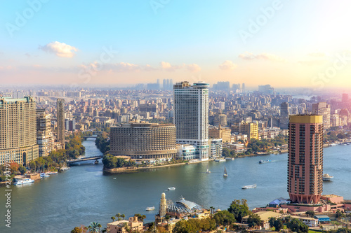Fabulous skyscrappers on the Nile in the downtown of Cairo, Egypt © AlexAnton