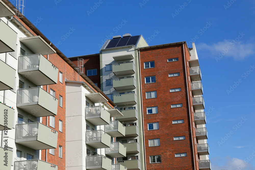Mid-rise modern apartment buildings