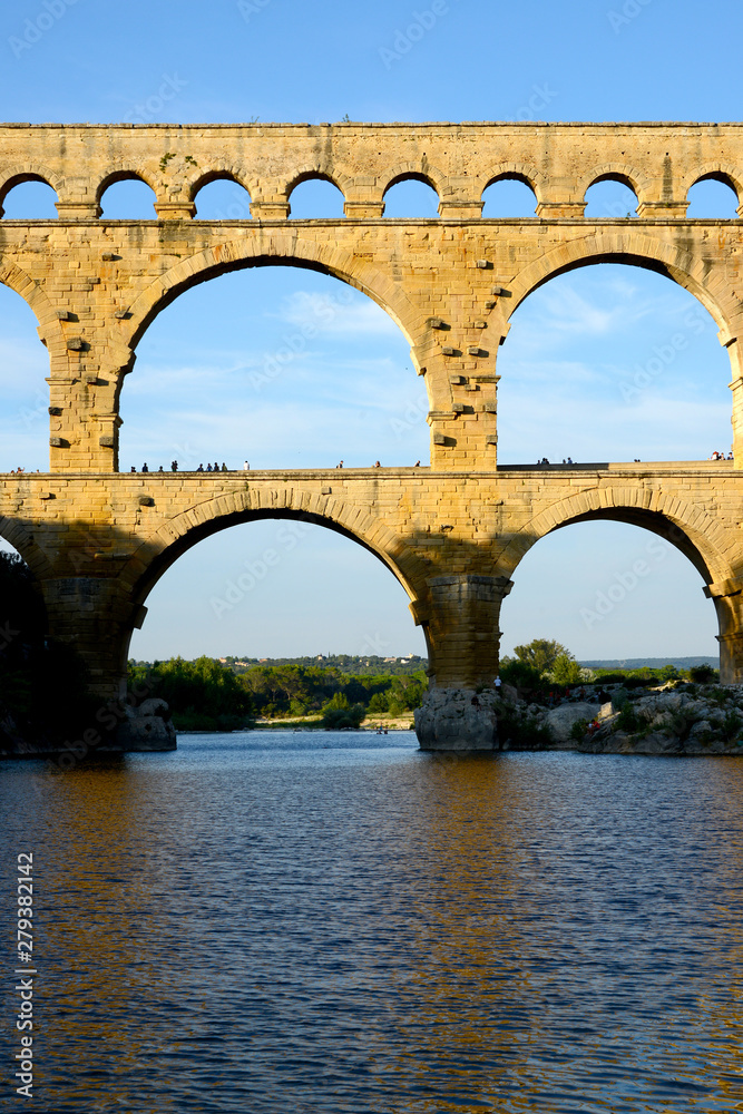 Roman aqueduct Pont di Gard in Departement Gard in Southern France Stock  Photo | Adobe Stock