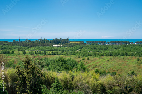 Beautiful view from Tsvermaghala park to Shekvetili, Black Sea. Guria, Georgia.