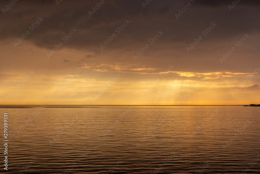 Beautiful sunset at the Kattegat, a Scandinavian sea