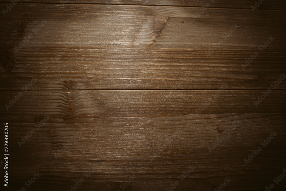 Naklejka premium Dark brown wood texture and background. Old wooden plank 
