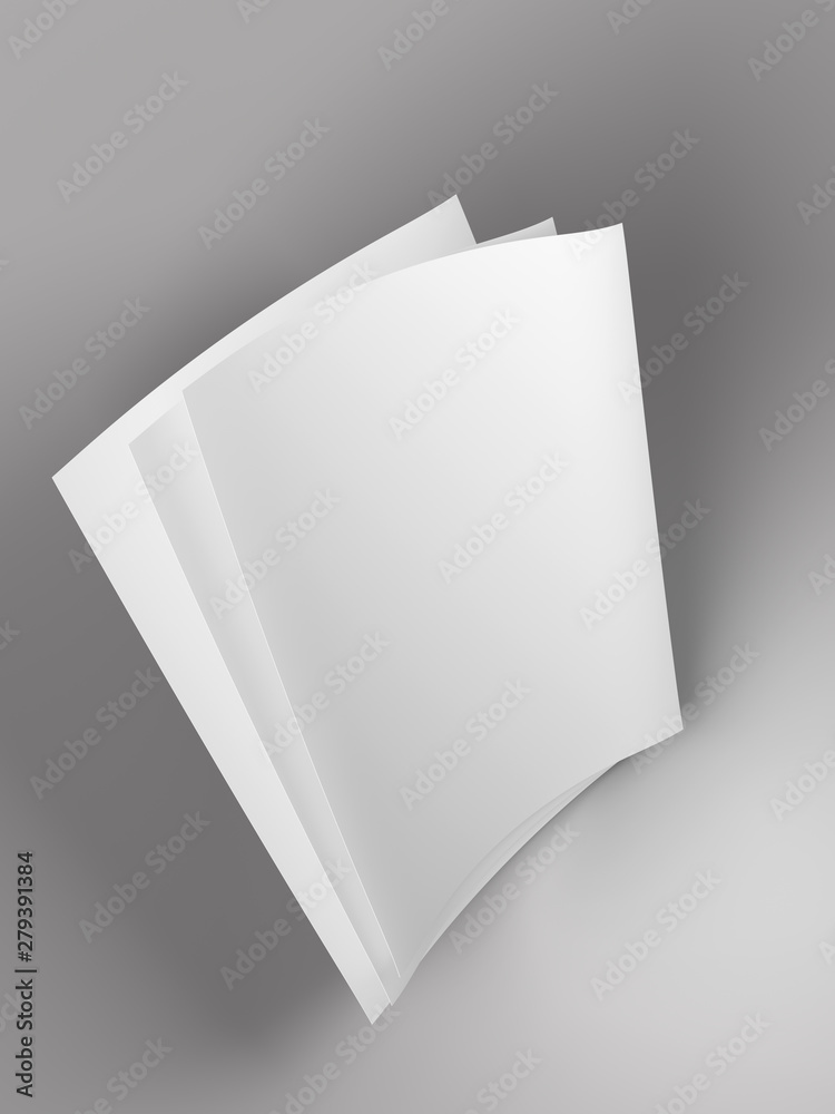 Empty paper sheets in A4 format - 3d illustration
