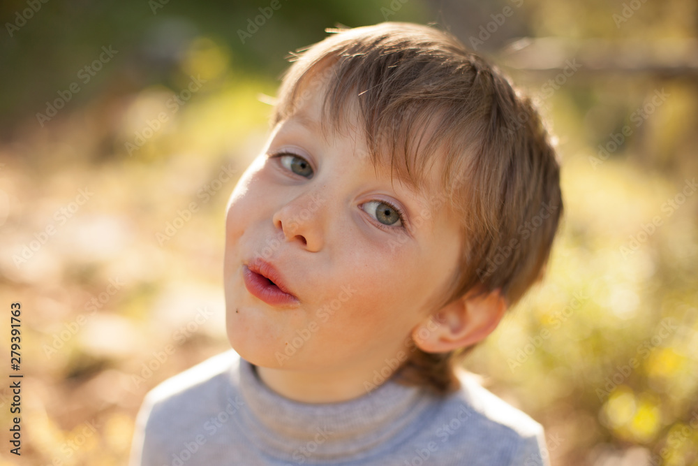 beautiful portrait of a baby boy smiling in nature for a walk beautiful portrait of a baby boy smiling in nature for a walk