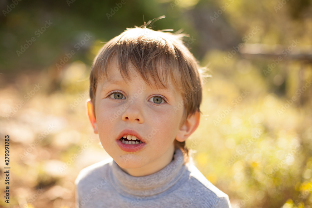 beautiful portrait of a baby boy smiling in nature for a walk beautiful portrait of a baby boy smiling in nature for a walk