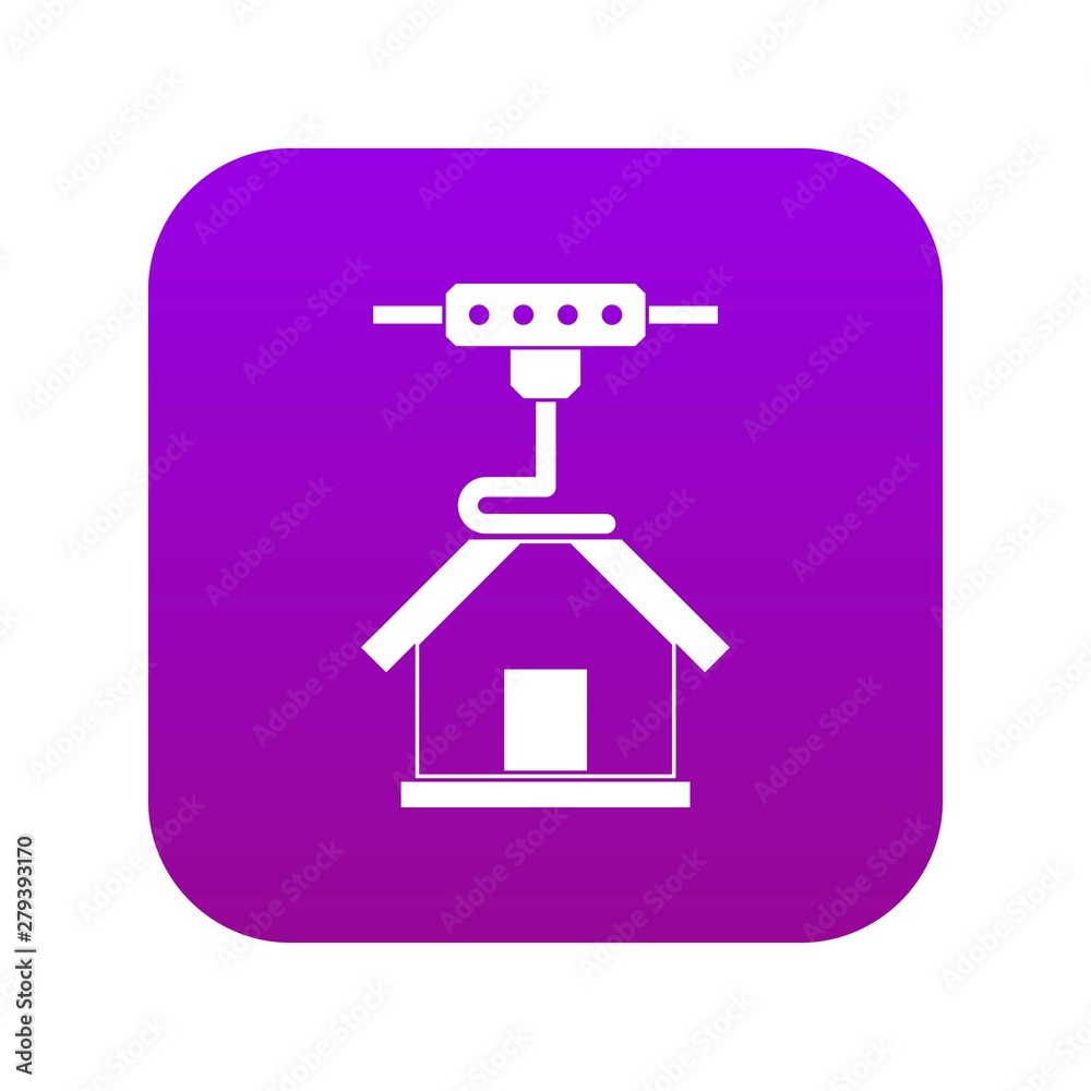 3d printer printing house icon digital purple for any design isolated on white vector illustration 3d printer printing house icon digital purple for any design isolated on white vector illustration