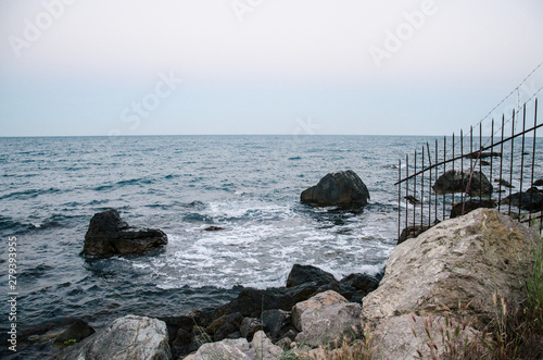 The storming seascape- sea waves and rocks