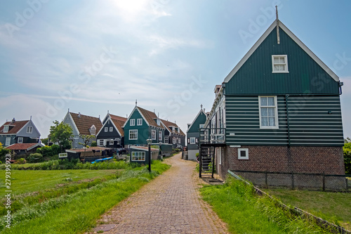 Traditional wooden houses on Marken in the Netherlands