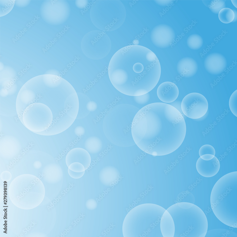 Light blue abstract background with a bokeh in the form of circles. Underwater world with air bubbles. Vector illustration. Light blue abstract background with a bokeh in the form of circles. Underwater world with air bubbles. Vector illustration.