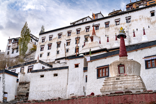 The old Thiksay monastery in Theksey small village photo