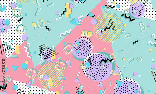 Memphis pattern. Geometric shapes. Hipster style
