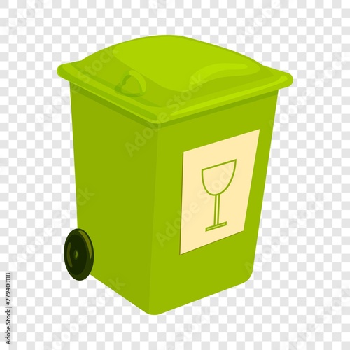 Green trashcan icon. Cartoon illustration of green trashcan vector icon for web