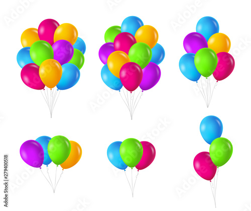 Colorful balloons groups and bunch. Vector illustration