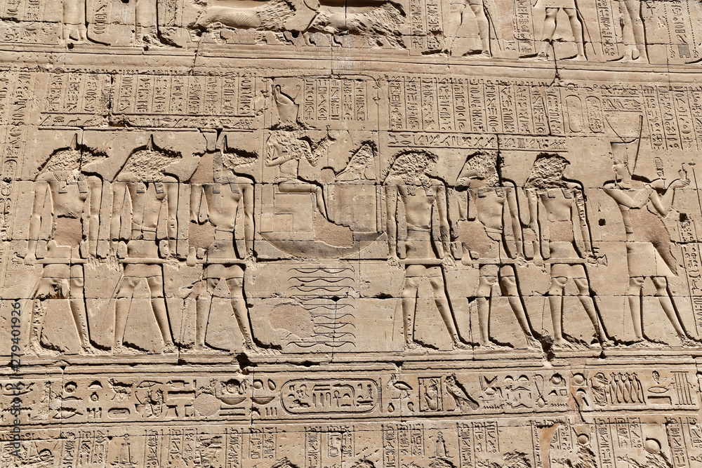 Scene from Edfu Temple in Edfu, Egypt Scene from Edfu Temple in Edfu, Egypt