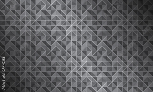 Abstract black and grey background composed of triangles with different transparency, modern vector seamless pattern, metallic look