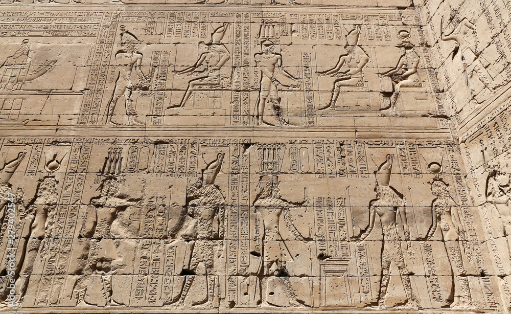 Scene from Edfu Temple in Edfu, Egypt Scene from Edfu Temple in Edfu, Egypt
