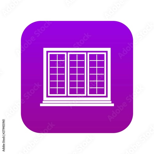 Wooden tricuspid window icon digital purple for any design isolated on white vector illustration