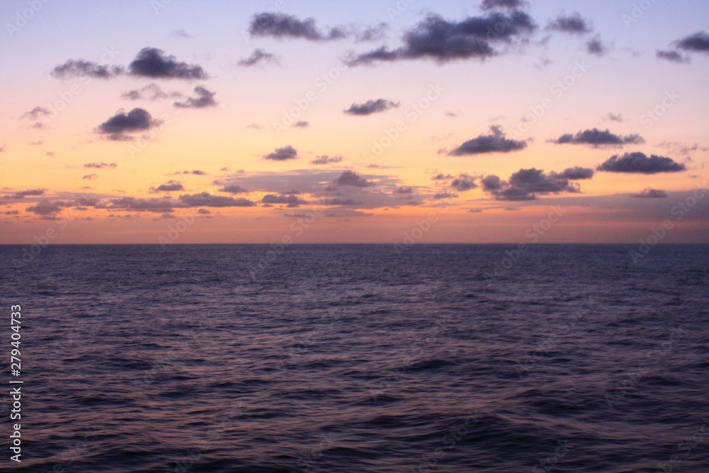 Sunrise over the open pacific ocean