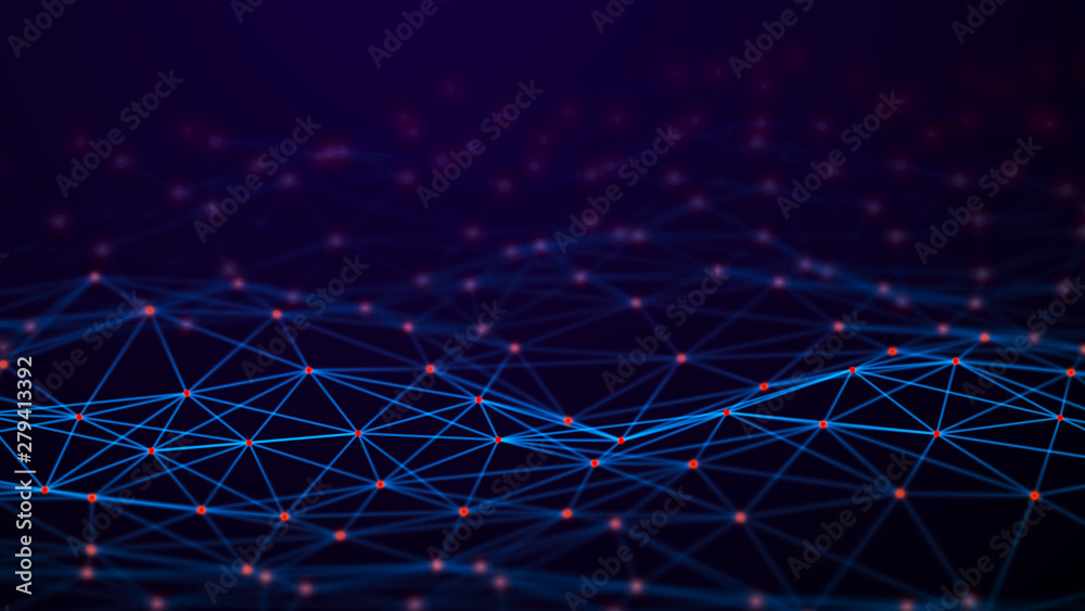 Network connection dots and lines. Technology background. 3d rendering.