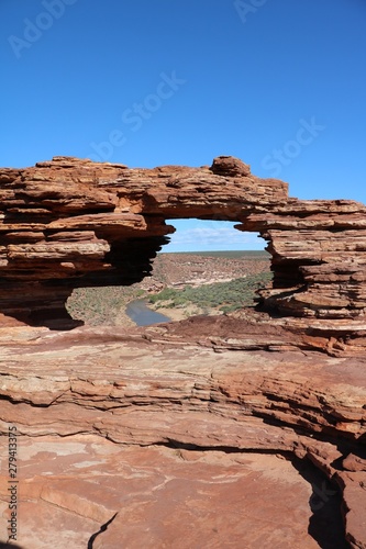 View to Murchison River thourgh Natures Window in Kalbarri National Park  Western Australia