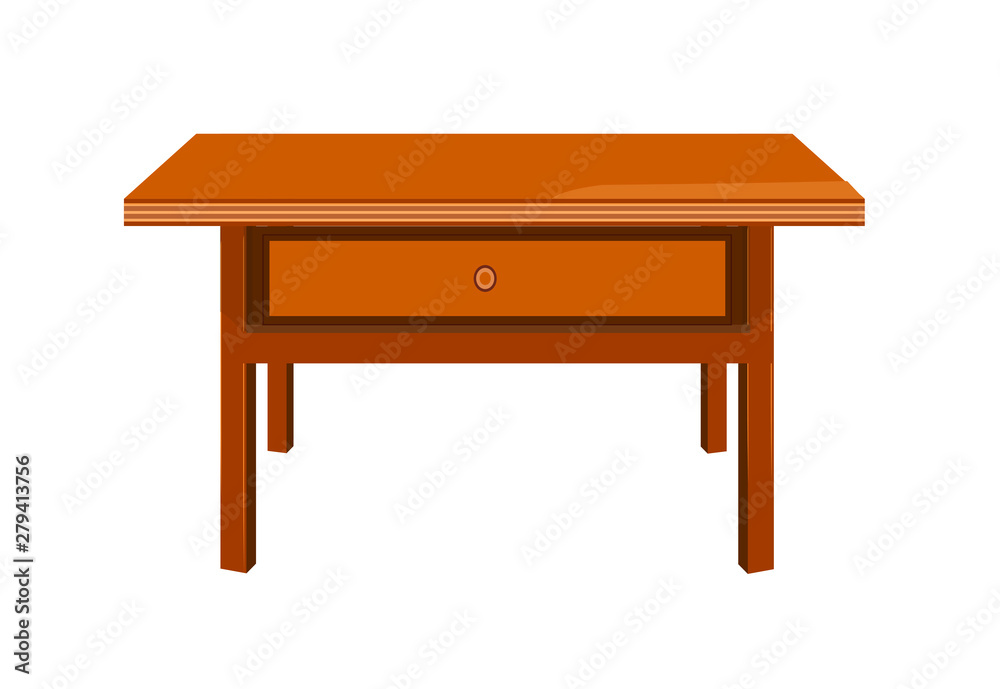 Small table with small tea drawers. mini table. coffee table, wooden small  size simple table Stock Vector