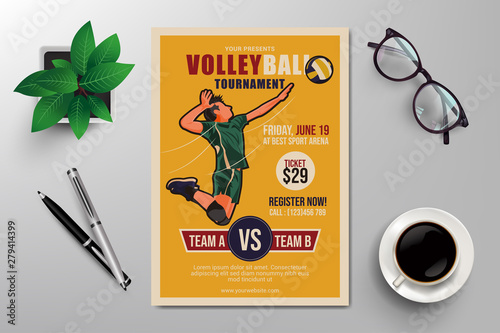 volleyball tournament flyer template vector
