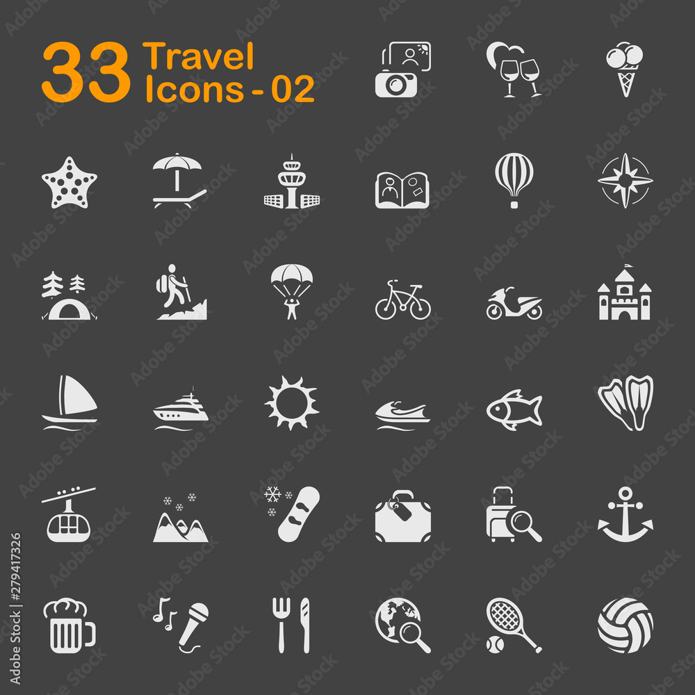 Fototapeta premium Travel and vacation vector icons