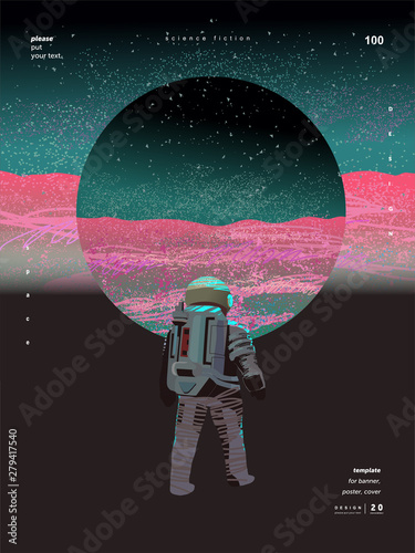 Canvas Print Figure astronaut in space on the planet Mars,