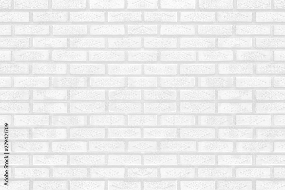 White brick wall texture for background or wallpaper. Abstract interior decoration vintage style. - obrazy, fototapety, plakaty 