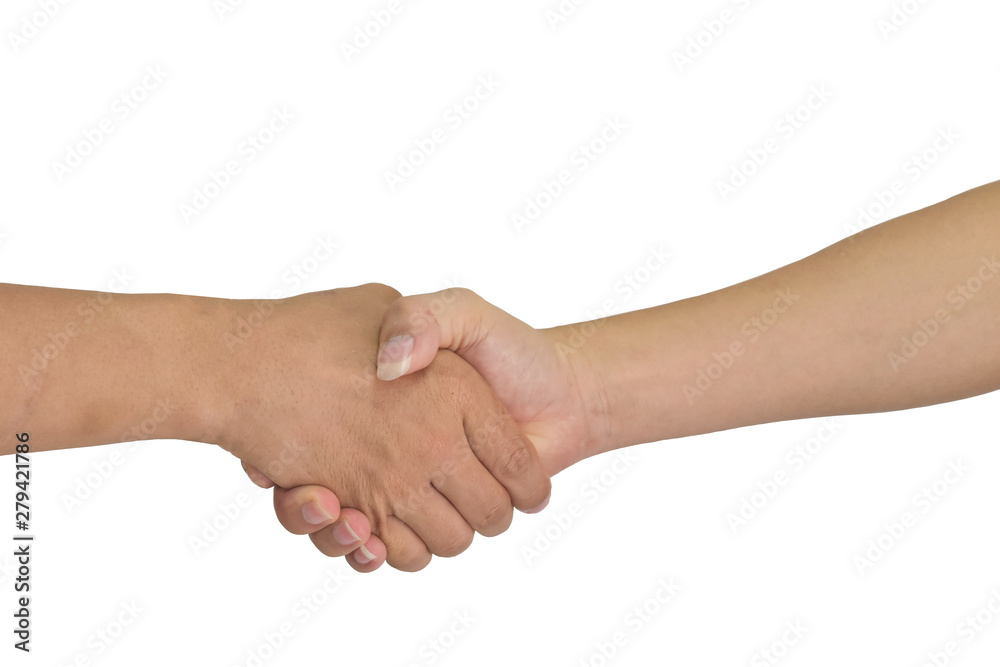 Business handshake concepts. Two men shaking hands isolated on white background. with clipping path Business handshake concepts. Two men shaking hands isolated on white background. with clipping path