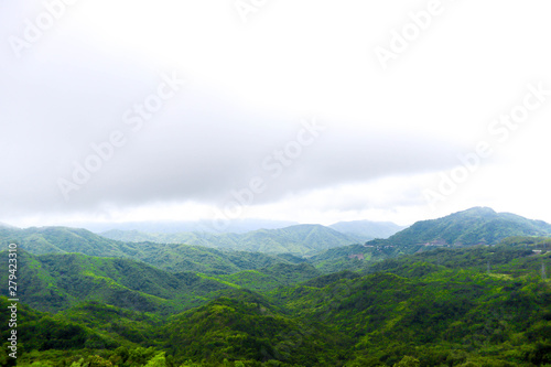 Beautiful clounds and fog coverage multiple mountains valley,travel concept.