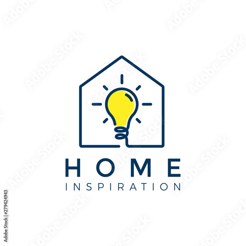 Light bulb in the house or home. smart house logo vector illustration - Vector