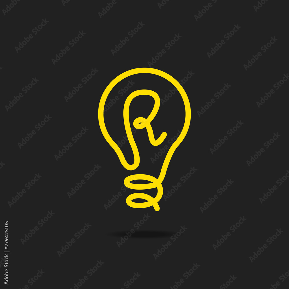 R letter in the bulb lamp logo vector inspiration - obrazy, fototapety, plakaty 