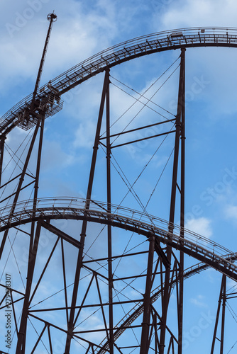 detail of roller coaster curves and steel frame