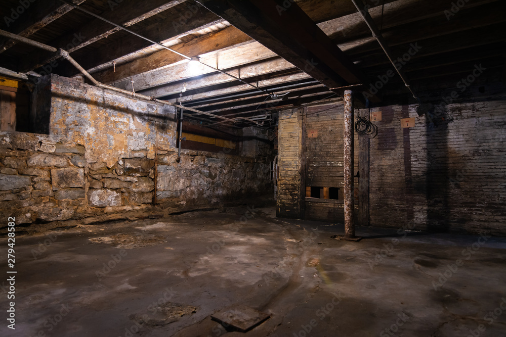 Grungy warehouse basement