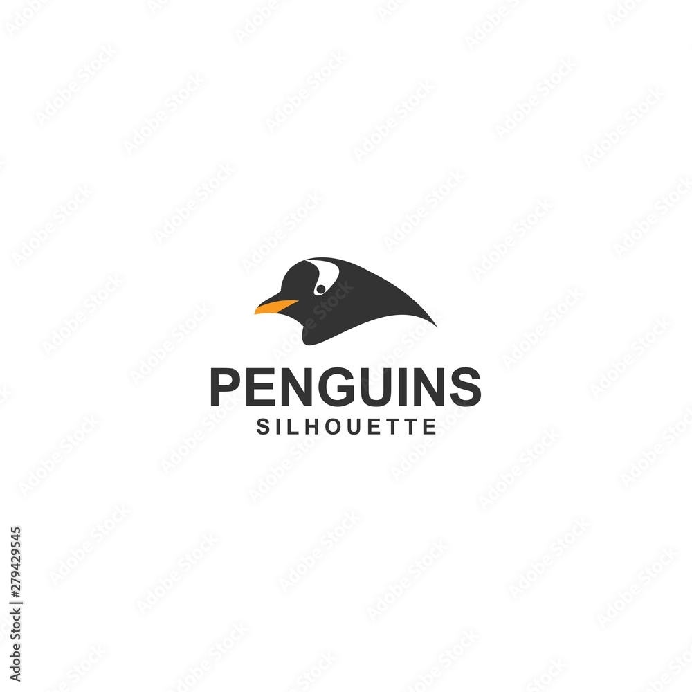 Obraz premium penguin logo template, design vector, animal, silhouette